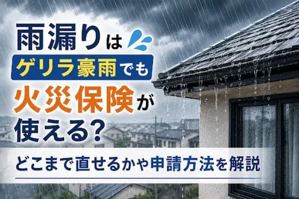 雨漏りはゲリラ豪雨でも火災保険が使える？どこまで直せるかや申請方法を解説サムネイル
