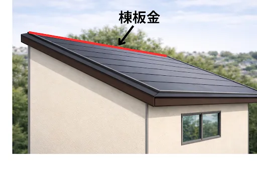 棟板金まわりから雨水が侵入するケース