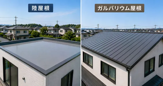 陸屋根とガルバリウム屋根の違い