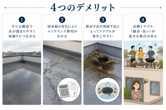 戸建てのルーフバルコニーのデメリット