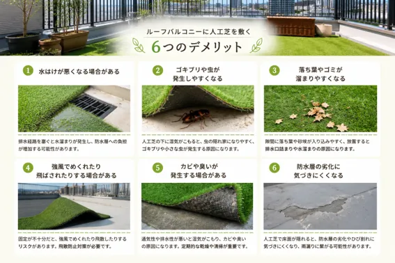 ルーフバルコニーに人工芝を敷く6つのデメリット