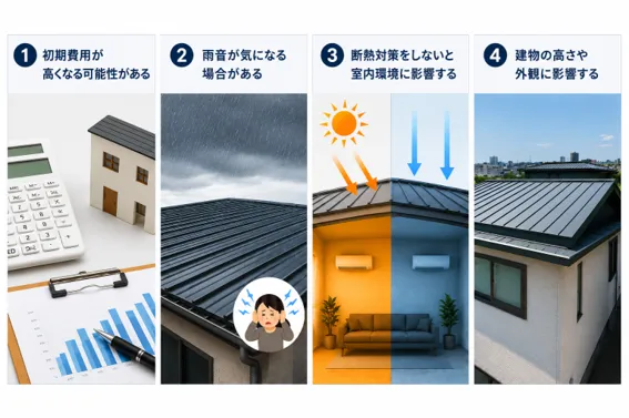 ガルバリウム屋根の4つのデメリット・注意点