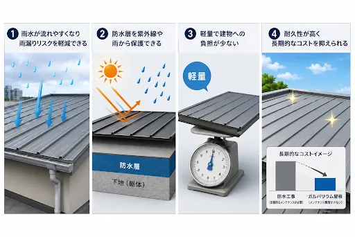 陸屋根にガルバリウム屋根を設置する4つのメリット