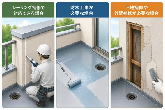 ベランダ・バルコニーの雨漏り修理費用の目安
