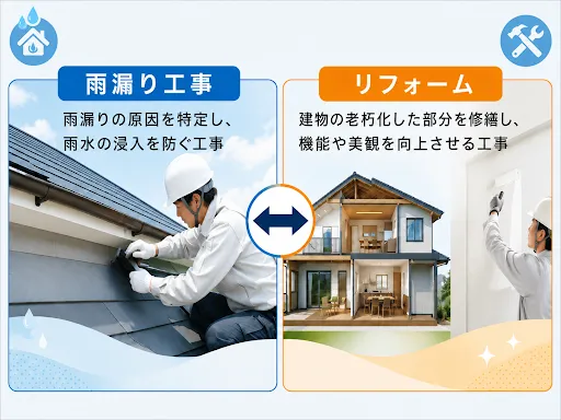 雨漏り工事とリフォームの違いとは?まず知っておきたい基礎知識
