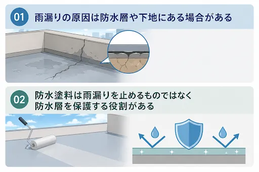 雨漏りは防水塗料だけでは直らないケースが多い