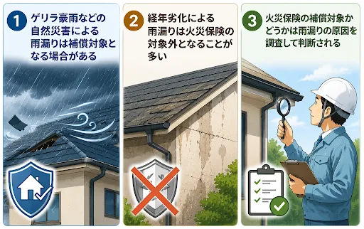 雨漏りは火災保険の対象になるケースがある