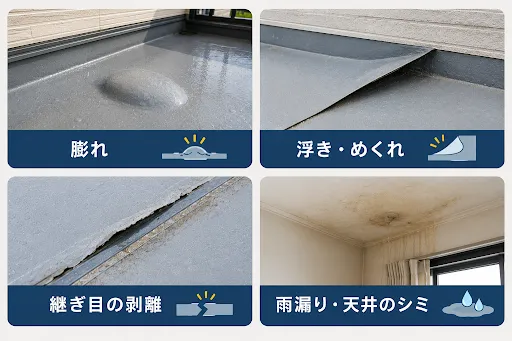 ヘーベルハウスのベランダ・バルコニーの防水シートの張り替えが必要な劣化症状