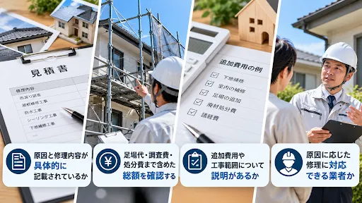 雨漏り修理の見積もりと依頼先で確認したいポイント