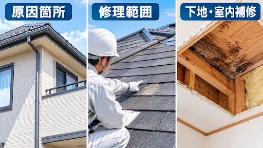 雨漏り修理の費用相場に差が出る3つの要因